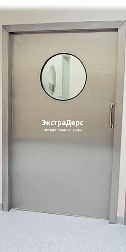 Противопожарная дверь беспороговая с иллюминатором