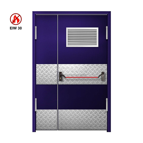 Маятниковая противопожарная дверь глухая EIW 30 ДГ-EIW30 с решеткой ДП33