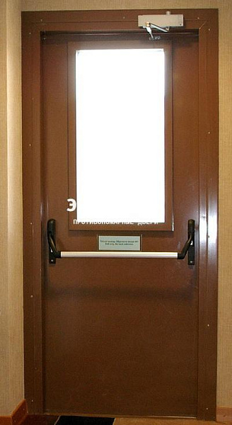 Противопожарная дверь EI 30 с антипаникой и стеклом в Сергиев посаде  купить